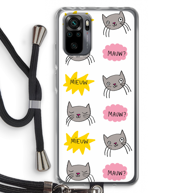 Meow: Xiaomi Redmi Note 10 Pro Transparant Hoesje met koord