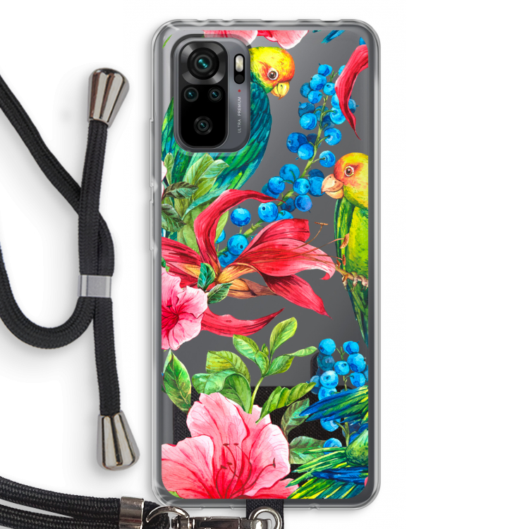 Papegaaien: Xiaomi Redmi Note 10 Pro Transparant Hoesje met koord