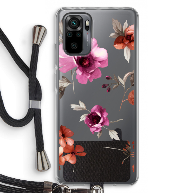 Geschilderde bloemen: Xiaomi Redmi Note 10 Pro Transparant Hoesje met koord