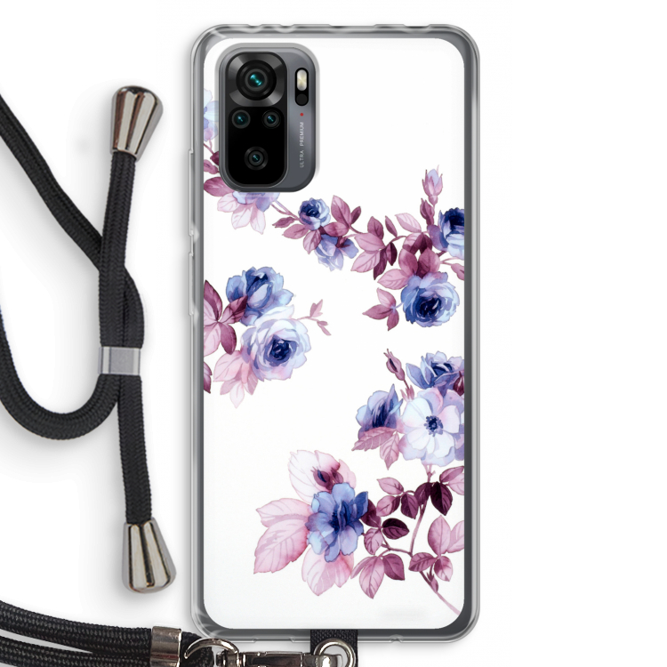 Waterverf bloemen: Xiaomi Redmi Note 10 Pro Transparant Hoesje met koord