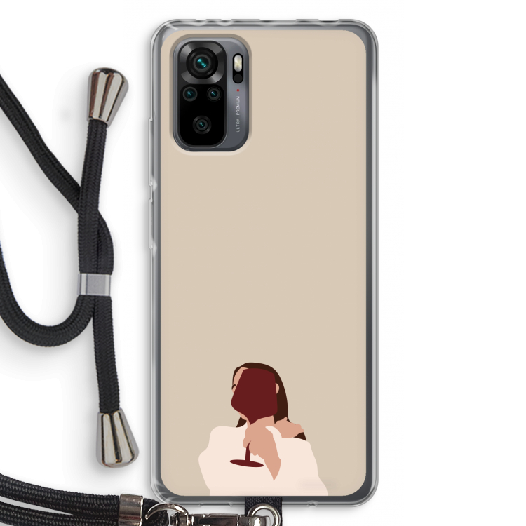 I drink wine: Xiaomi Redmi Note 10 Pro Transparant Hoesje met koord
