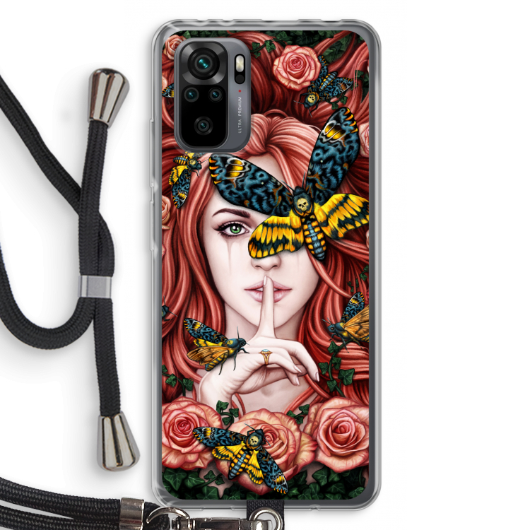 Lady Moth: Xiaomi Redmi Note 10 Pro Transparant Hoesje met koord