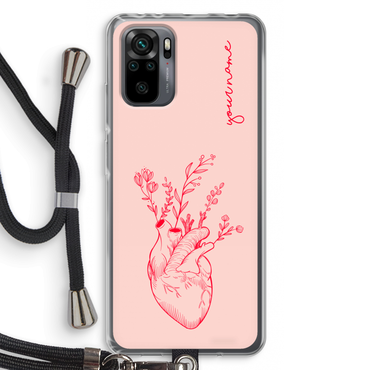 Blooming Heart: Xiaomi Redmi Note 10 Pro Transparant Hoesje met koord