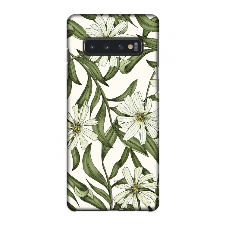 Wit bloemenpatroon: Samsung Galaxy S10 4G Volledig Geprint Hoesje