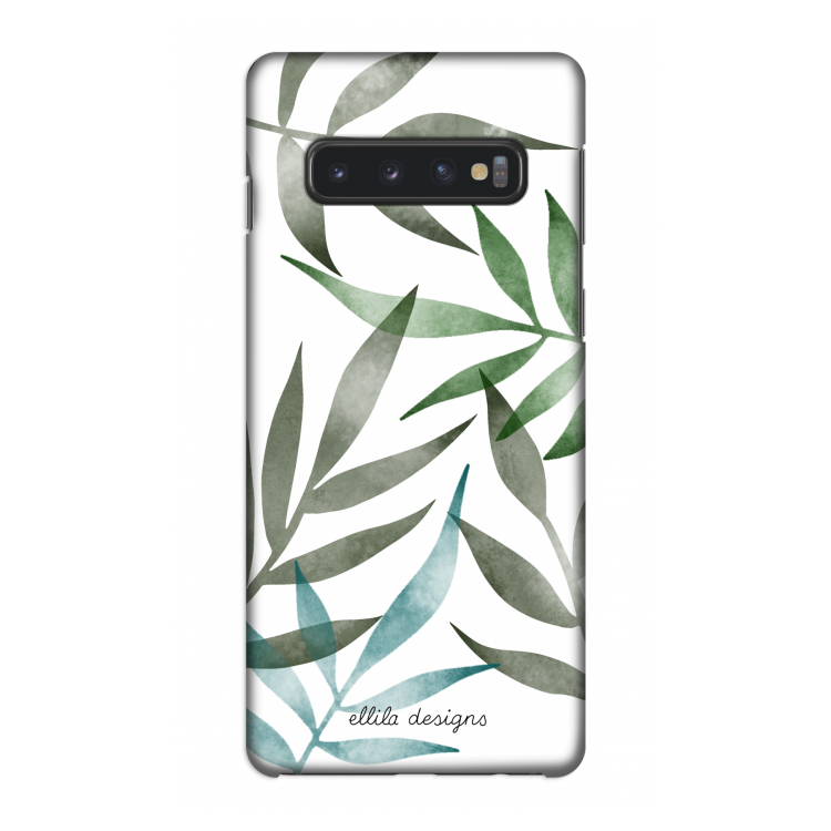 Tropical watercolor leaves: Samsung Galaxy S10 4G Volledig Geprint Hoesje