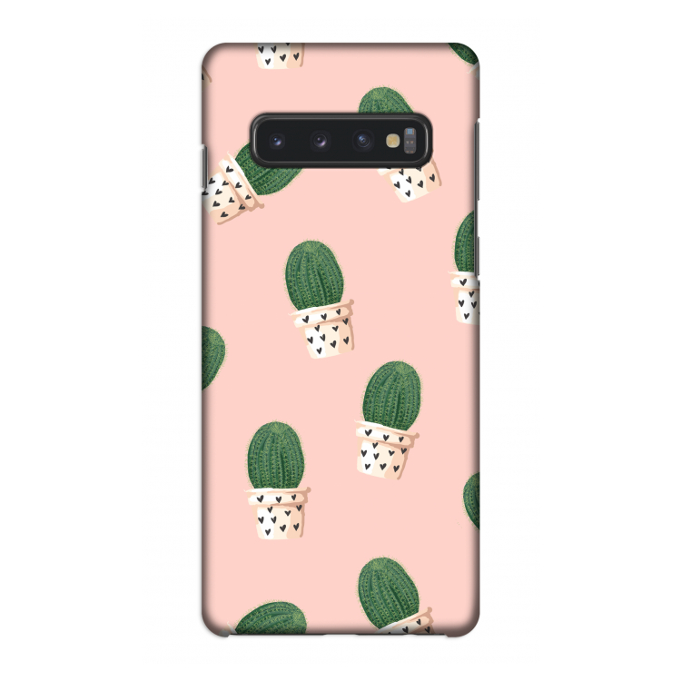 Cactusprint roze: Samsung Galaxy S10 4G Volledig Geprint Hoesje