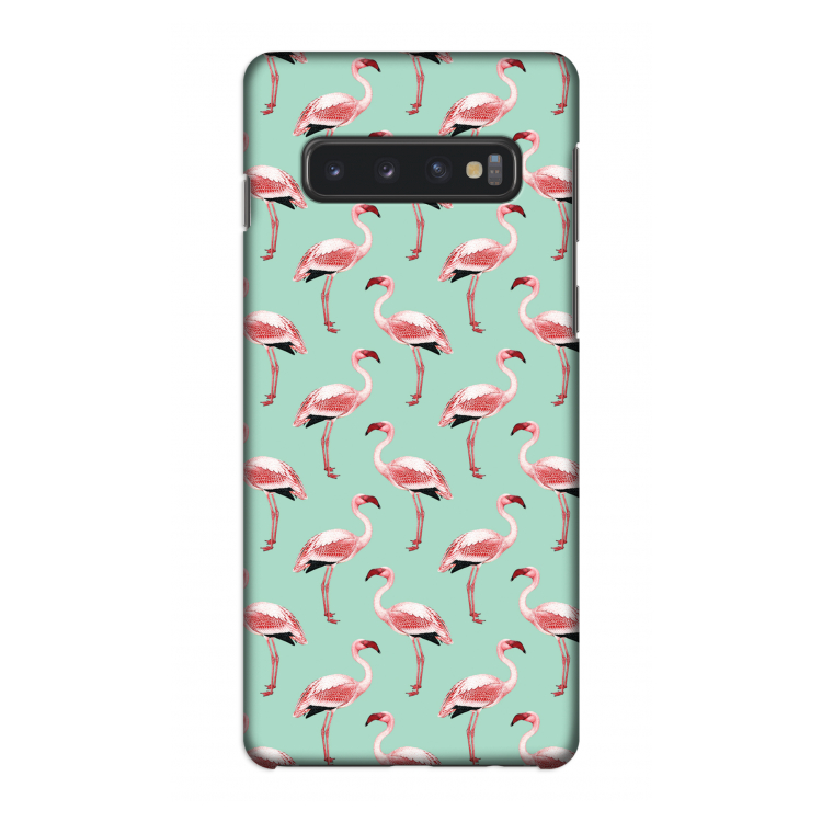 Flamingoprint groen: Samsung Galaxy S10 4G Volledig Geprint Hoesje
