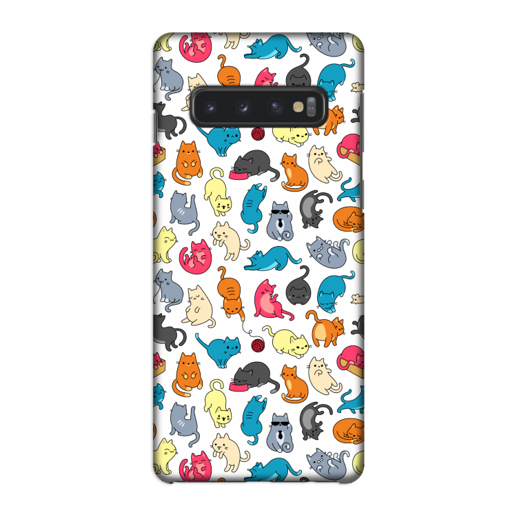 Kleurrijke katten: Samsung Galaxy S10 4G Volledig Geprint Hoesje