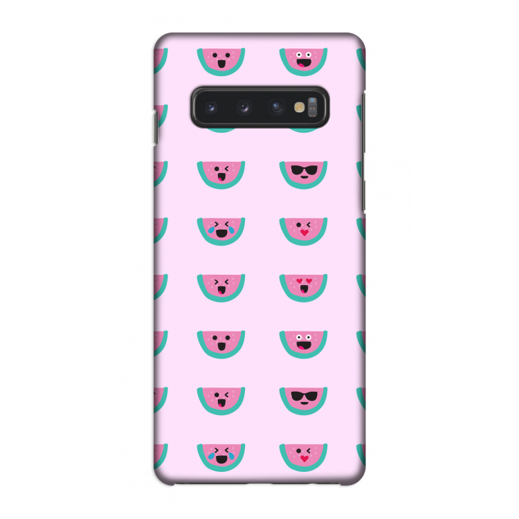 Smiley watermeloenprint: Samsung Galaxy S10 4G Volledig Geprint Hoesje