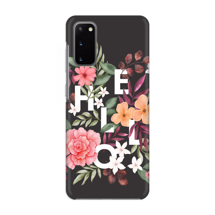 Hello in flowers: Volledig geprint Samsung Galaxy S20 Hoesje