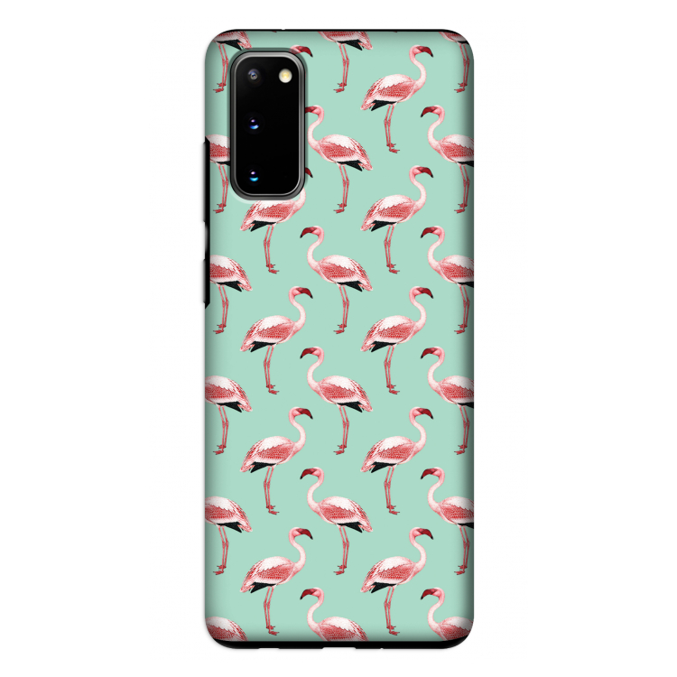 Flamingoprint groen: Samsung Galaxy S20 Tough Case