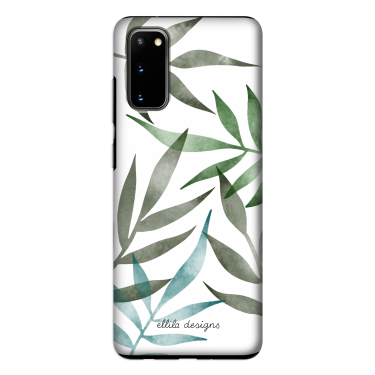 Tropical watercolor leaves: Samsung Galaxy S20 Tough Case