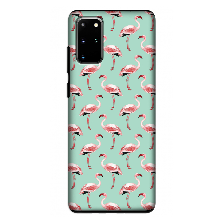Flamingoprint groen: Samsung Galaxy S20 Plus Tough Case