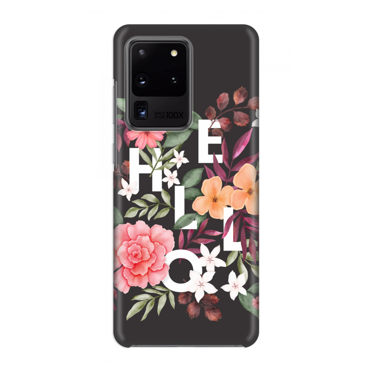 Hello in flowers: Volledig geprint Samsung Galaxy S20 Ultra Hoesje