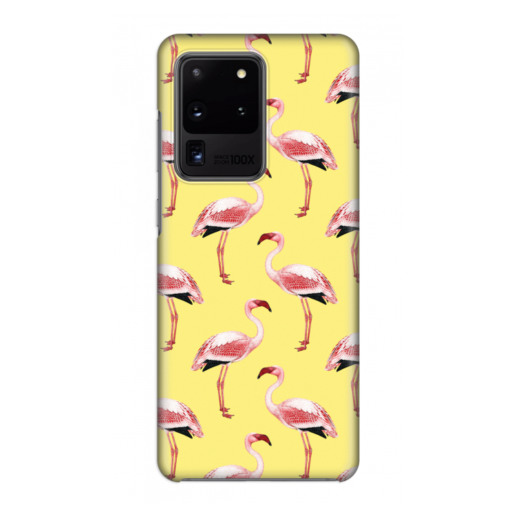 Flamingo's geel: Volledig geprint Samsung Galaxy S20 Ultra Hoesje