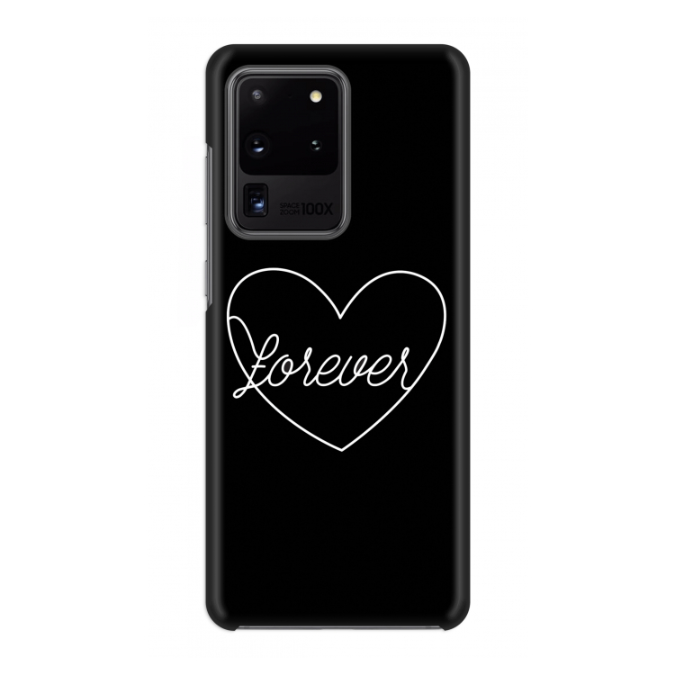 Forever heart black: Volledig geprint Samsung Galaxy S20 Ultra Hoesje