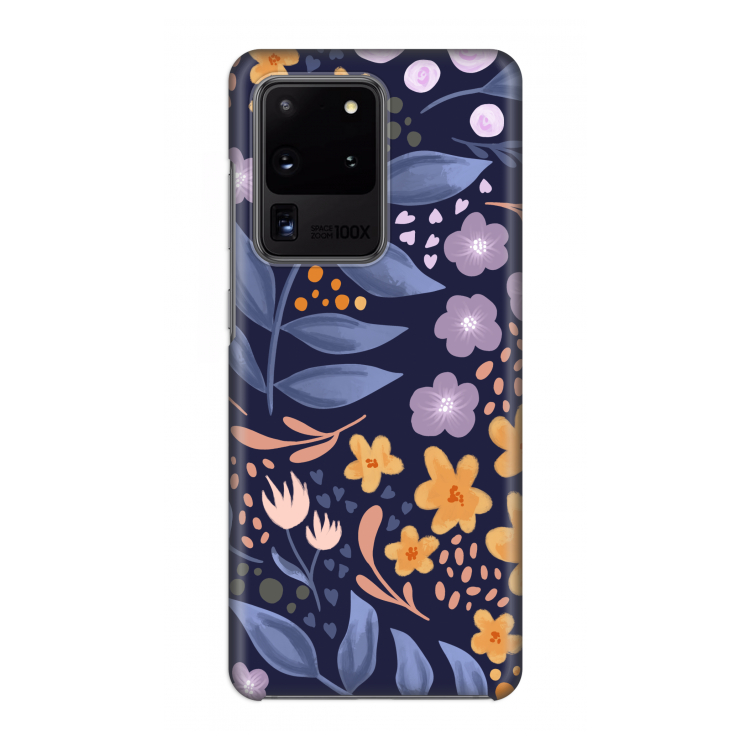 Flowers with blue leaves: Volledig geprint Samsung Galaxy S20 Ultra Hoesje