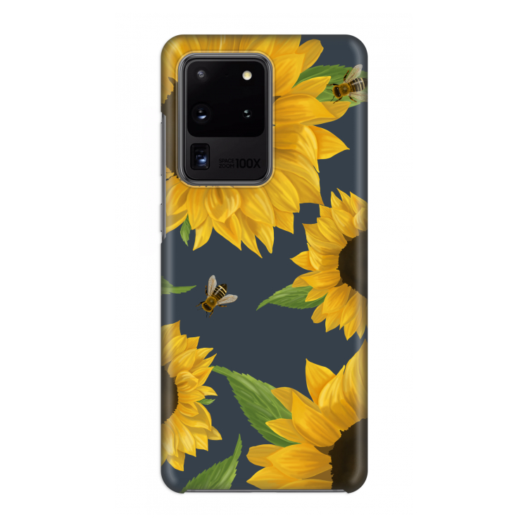 Sunflower and bees: Volledig geprint Samsung Galaxy S20 Ultra Hoesje