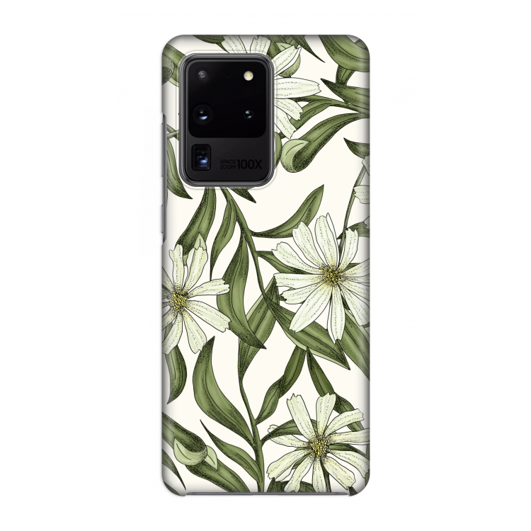Wit bloemenpatroon: Volledig geprint Samsung Galaxy S20 Ultra Hoesje