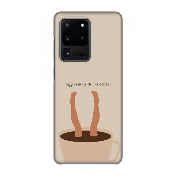 Aggressively drinks coffee: Volledig geprint Samsung Galaxy S20 Ultra Hoesje
