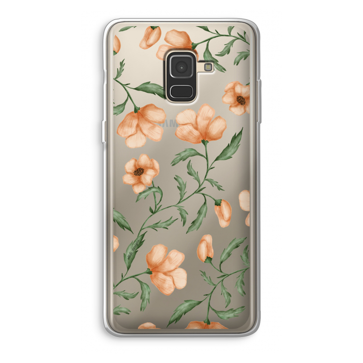 Peachy flowers: Samsung Galaxy A8 (2018) Transparant Hoesje