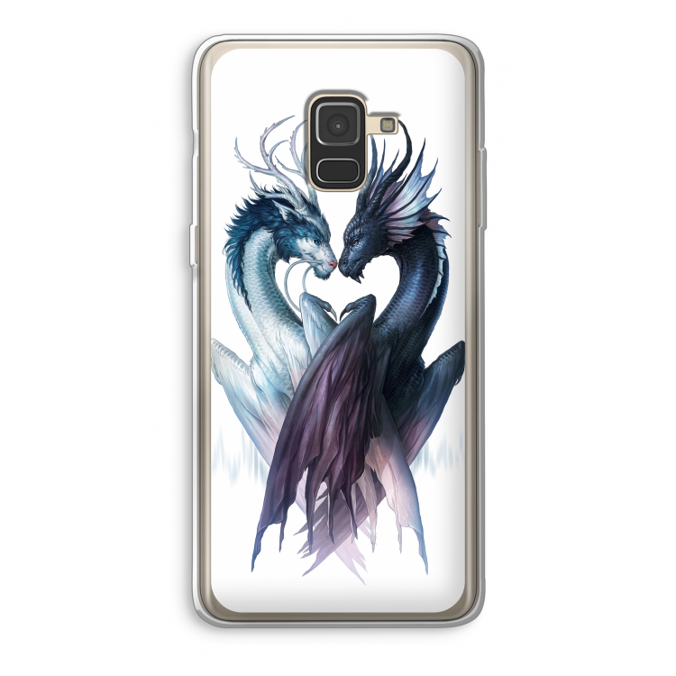 Yin Yang Dragons: Samsung Galaxy A8 (2018) Transparant Hoesje