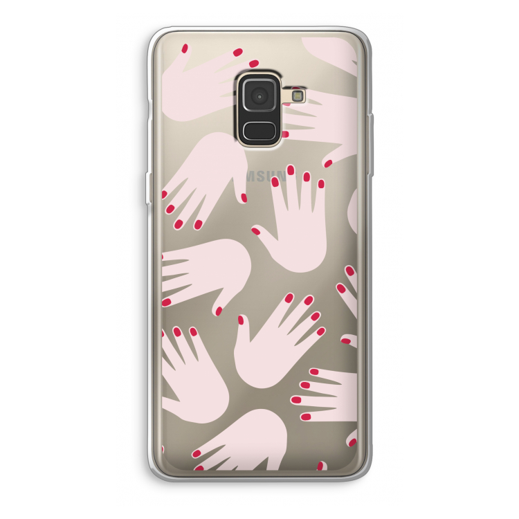Hands pink: Samsung Galaxy A8 (2018) Transparant Hoesje