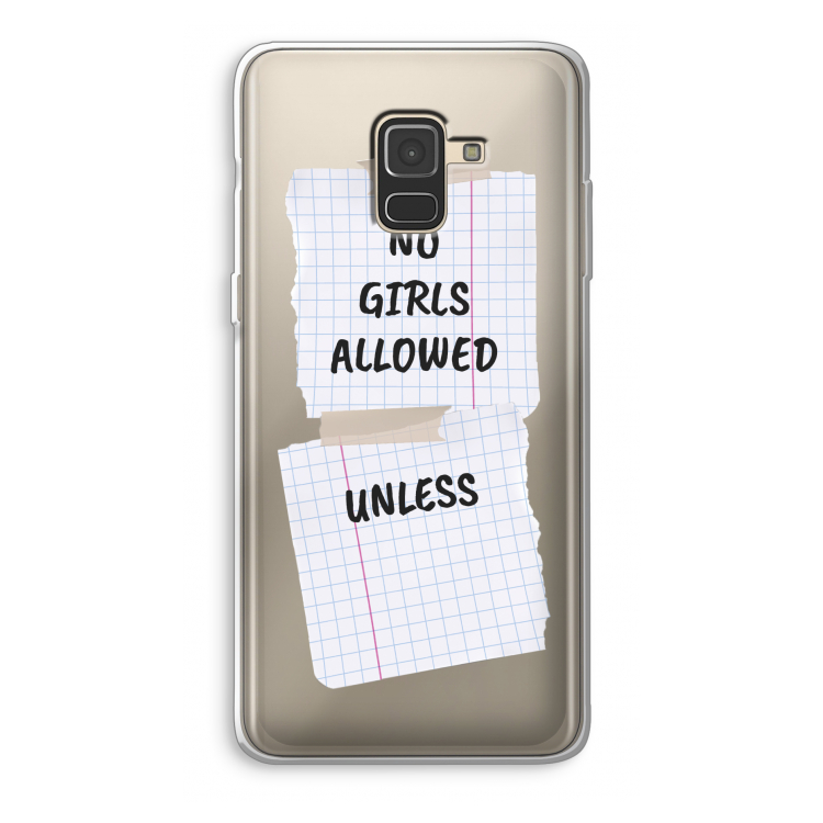 No Girls Allowed Unless: Samsung Galaxy A8 (2018) Transparant Hoesje