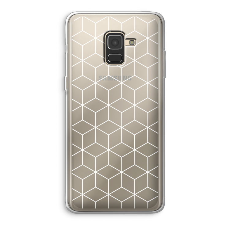 Zwart-witte kubussen: Samsung Galaxy A8 (2018) Transparant Hoesje