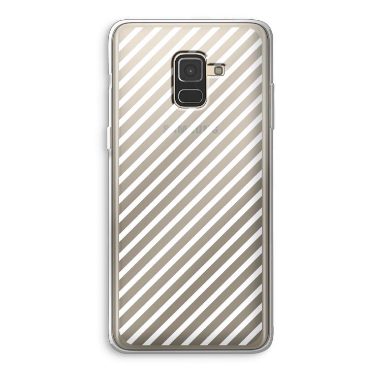 Strepen zwart-wit: Samsung Galaxy A8 (2018) Transparant Hoesje