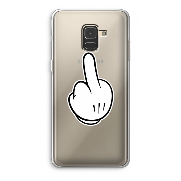 Middle finger black: Samsung Galaxy A8 (2018) Transparant Hoesje