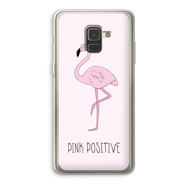 Pink positive: Samsung Galaxy A8 (2018) Transparant Hoesje