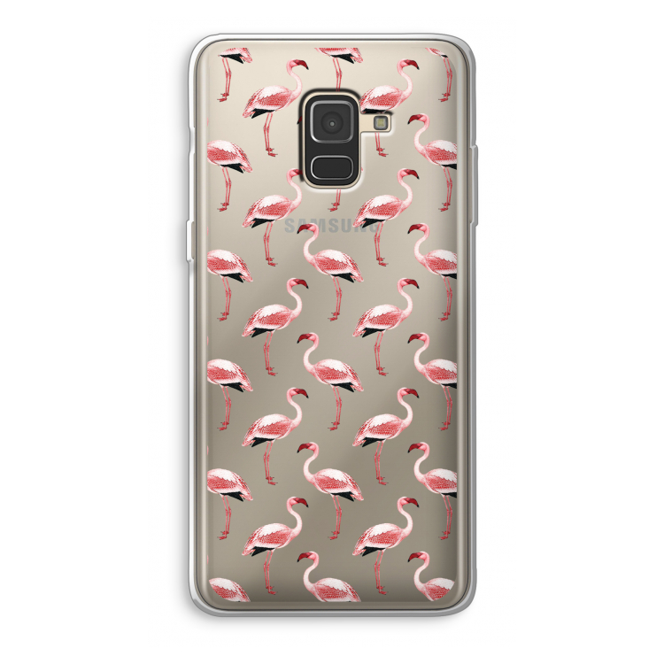 Flamingoprint groen: Samsung Galaxy A8 (2018) Transparant Hoesje