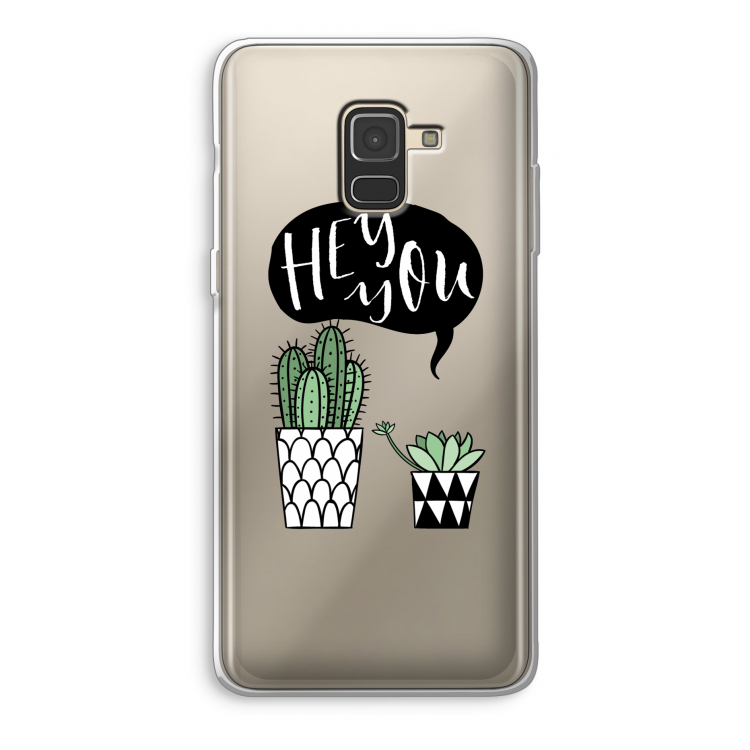 Hey you cactus: Samsung Galaxy A8 (2018) Transparant Hoesje