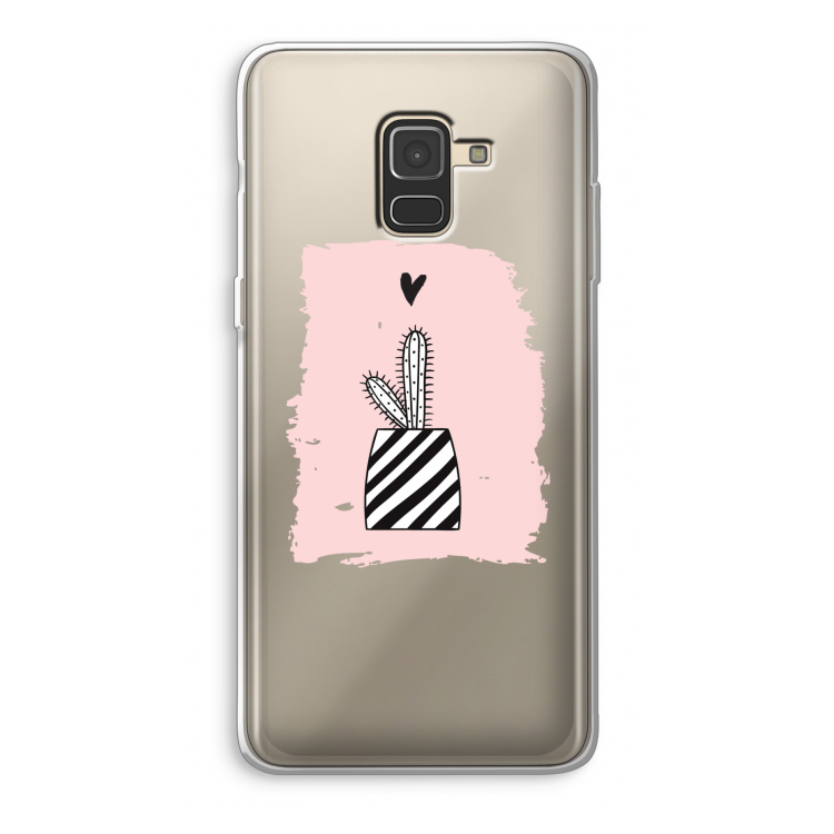 Zwart-wit cactus: Samsung Galaxy A8 (2018) Transparant Hoesje