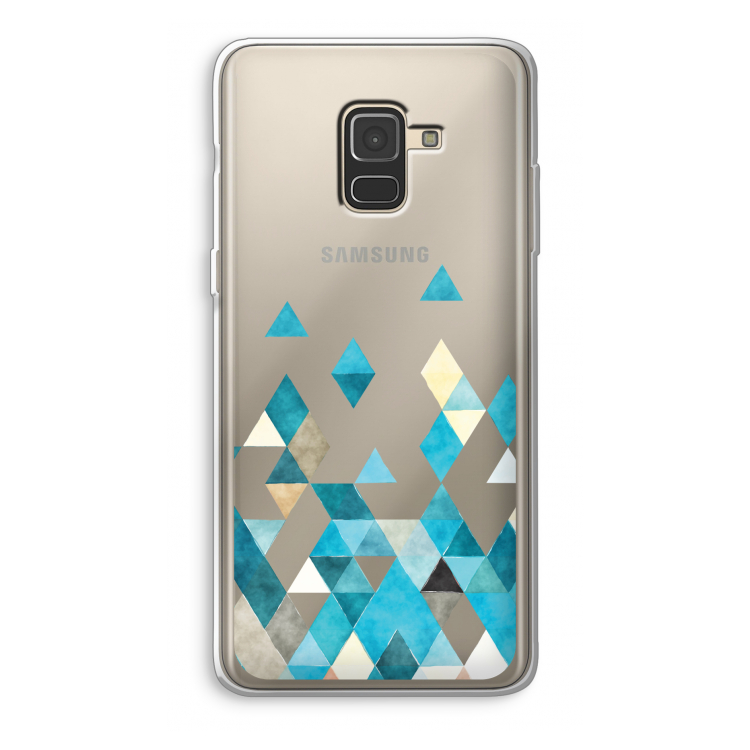 Gekleurde driehoekjes blauw: Samsung Galaxy A8 (2018) Transparant Hoesje