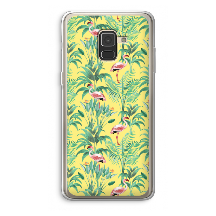 Flamingo party: Samsung Galaxy A8 (2018) Transparant Hoesje