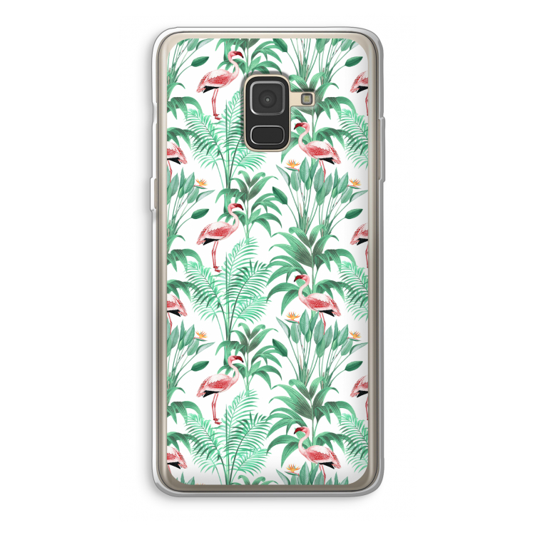 Flamingo bladeren: Samsung Galaxy A8 (2018) Transparant Hoesje