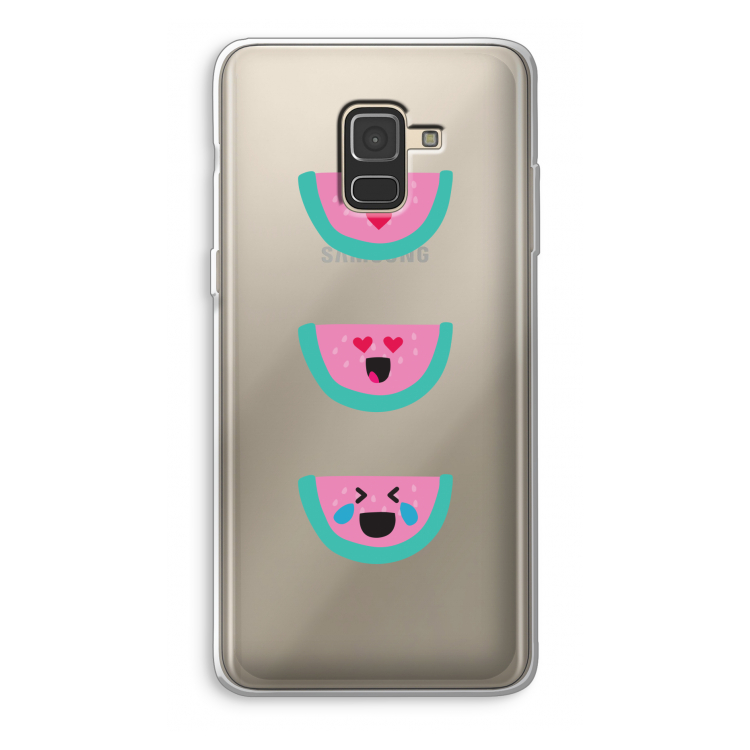 Smiley watermeloen: Samsung Galaxy A8 (2018) Transparant Hoesje