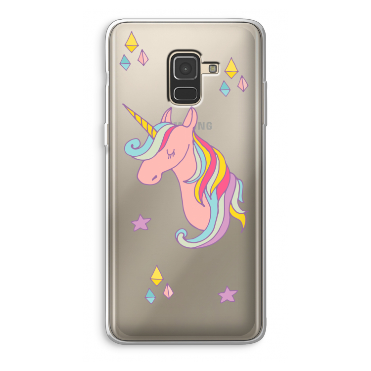 Roze eenhoorn: Samsung Galaxy A8 (2018) Transparant Hoesje