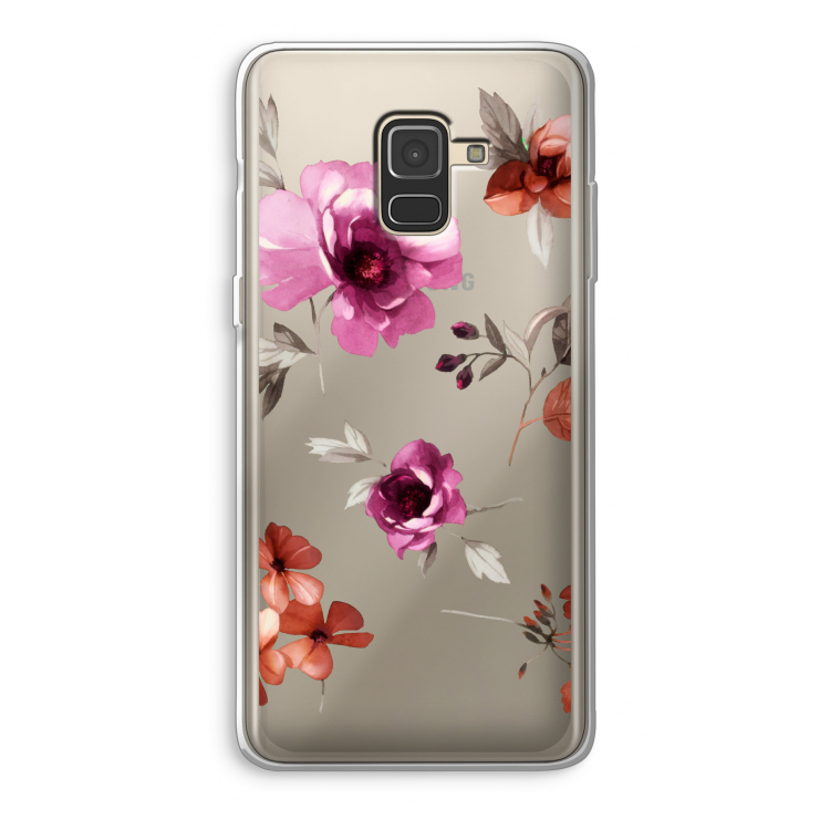 Geschilderde bloemen: Samsung Galaxy A8 (2018) Transparant Hoesje