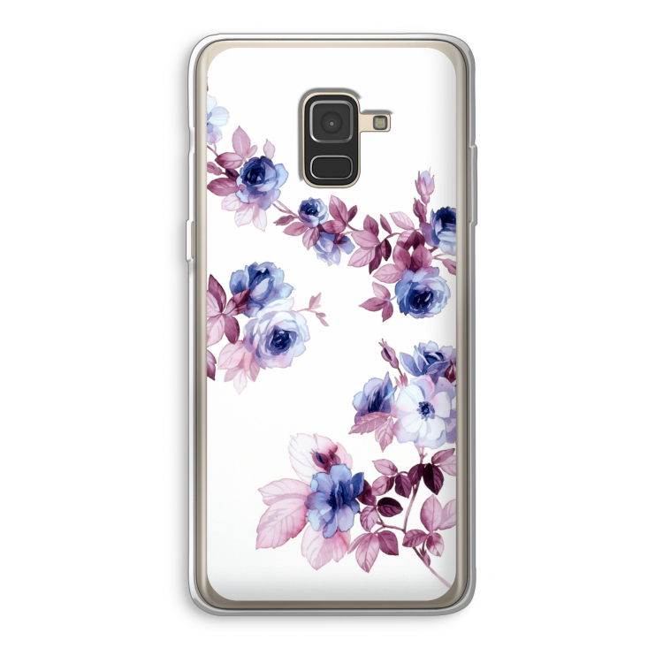 Waterverf bloemen: Samsung Galaxy A8 (2018) Transparant Hoesje