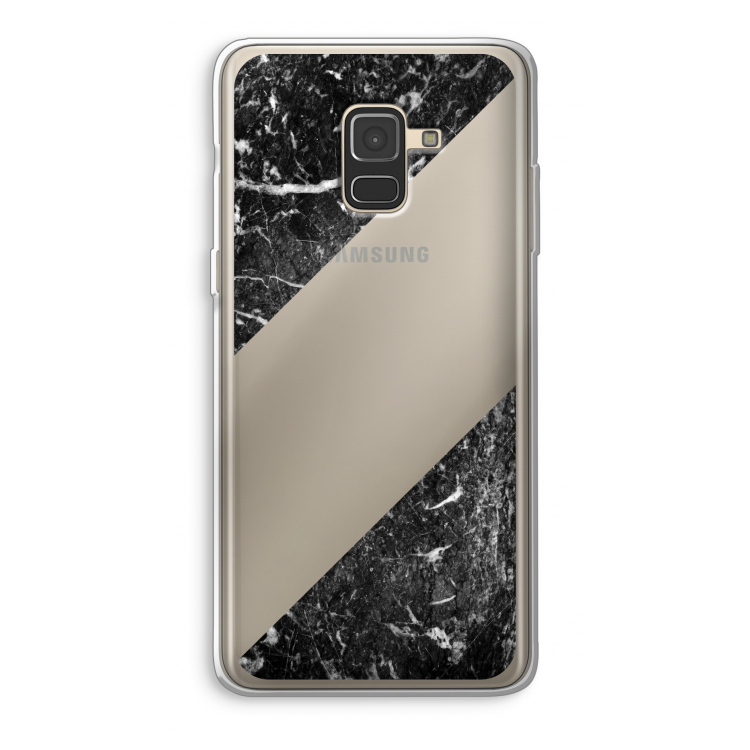 Zwart marmer: Samsung Galaxy A8 (2018) Transparant Hoesje
