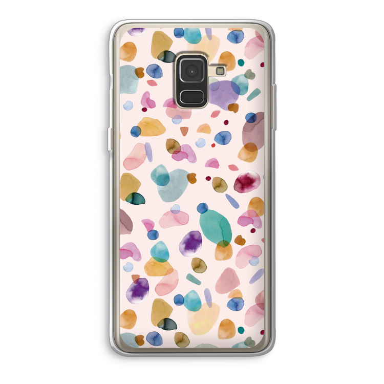 Terrazzo Memphis Pink: Samsung Galaxy A8 (2018) Transparant Hoesje