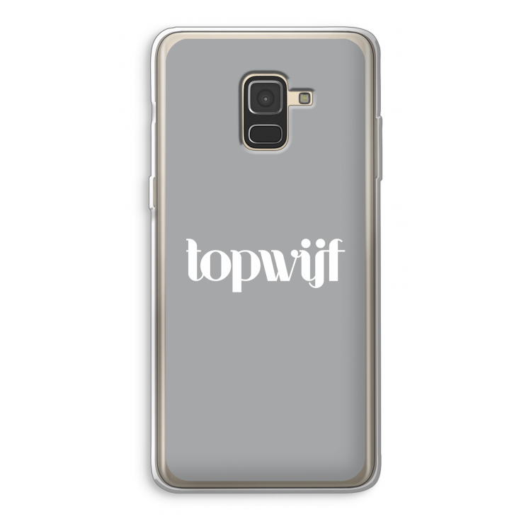 Topwijf Grijs Wit: Samsung Galaxy A8 (2018) Transparant Hoesje