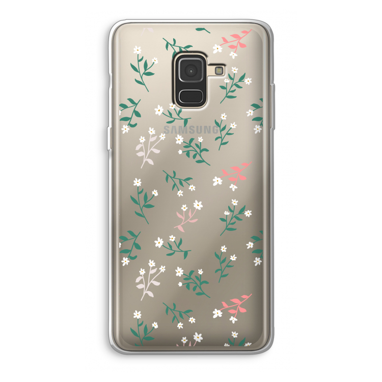 Small white flowers: Samsung Galaxy A8 (2018) Transparant Hoesje