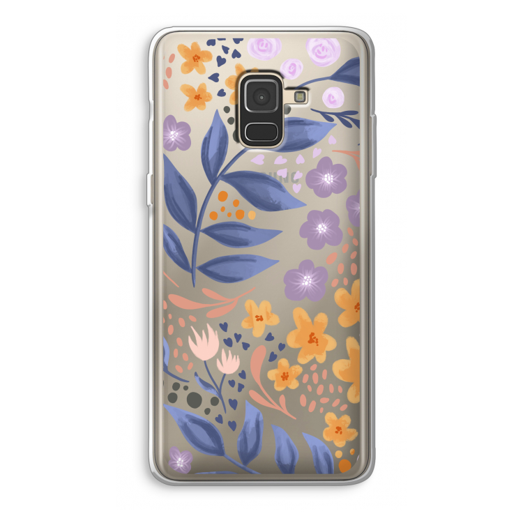 Flowers with blue leaves: Samsung Galaxy A8 (2018) Transparant Hoesje