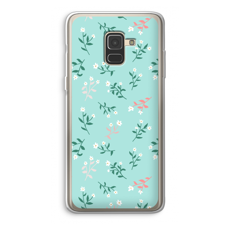 Small white flowers: Samsung Galaxy A8 (2018) Transparant Hoesje