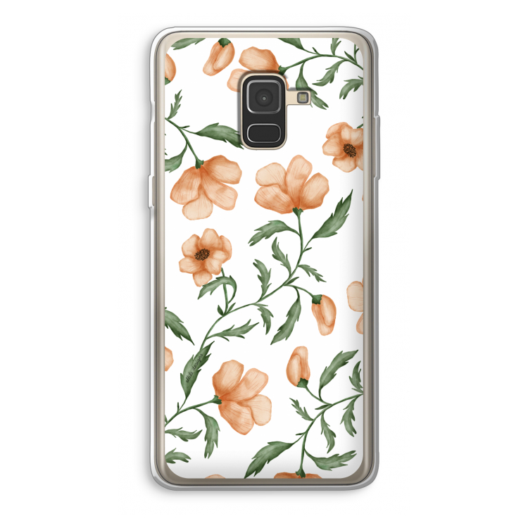Peachy flowers: Samsung Galaxy A8 (2018) Transparant Hoesje