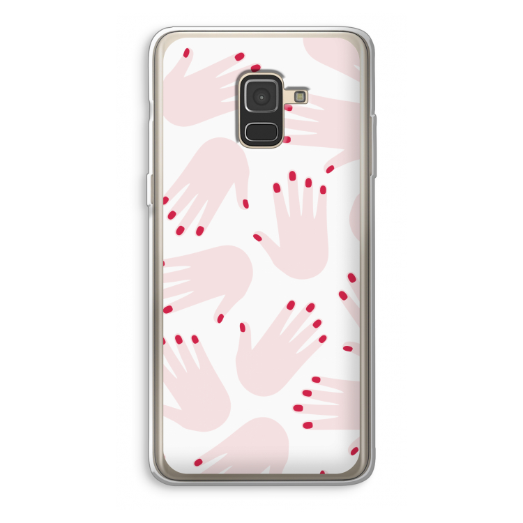 Hands pink: Samsung Galaxy A8 (2018) Transparant Hoesje